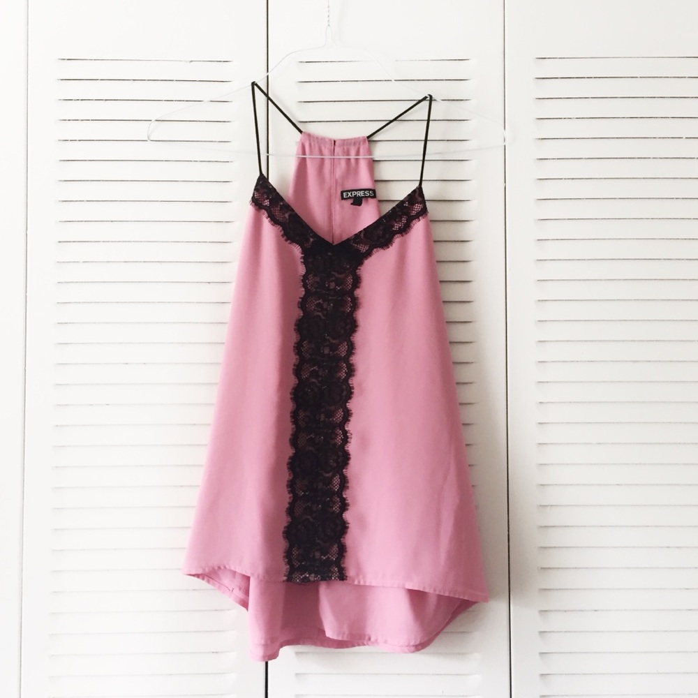 EXPRESS Pink Lace Barcelona Lined Cami